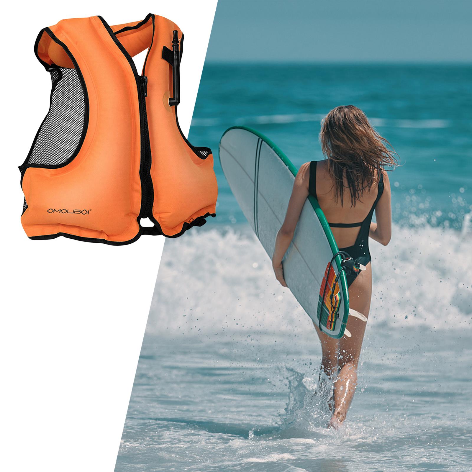 Life Jacket 20inchx23inch Outdoor Floating Vest for Swimming Rowing Kayaking Orange