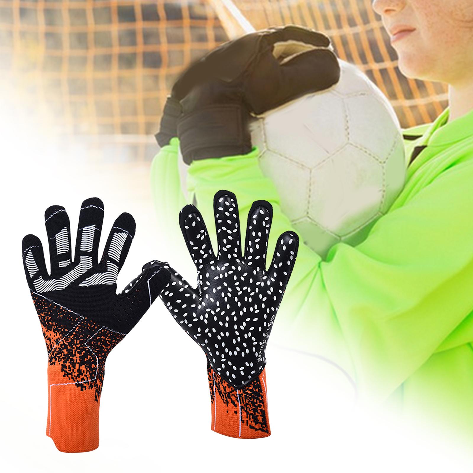 Football Goalkeeper Gloves Thickened High Performance Sport Goalie Gloves orange and black
