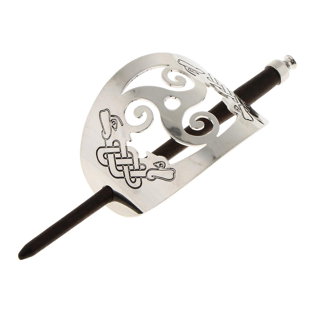 Handmade Carved Wooden Hair Clip With Stick 07