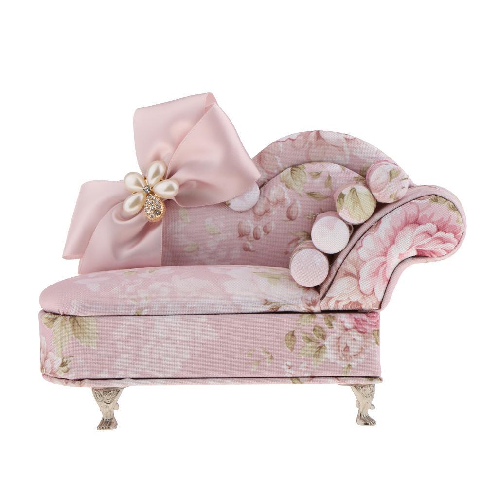 Pink dollhouse furniture sofa Chair Jewelry box collectible USA Seller