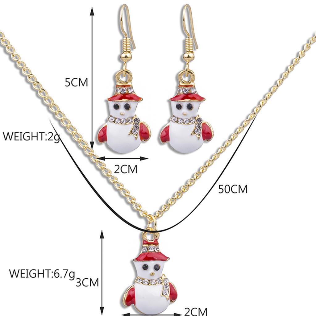 Christmas Themed Necklaces Earrings Jewelry Set Kids Gift Snowman 1