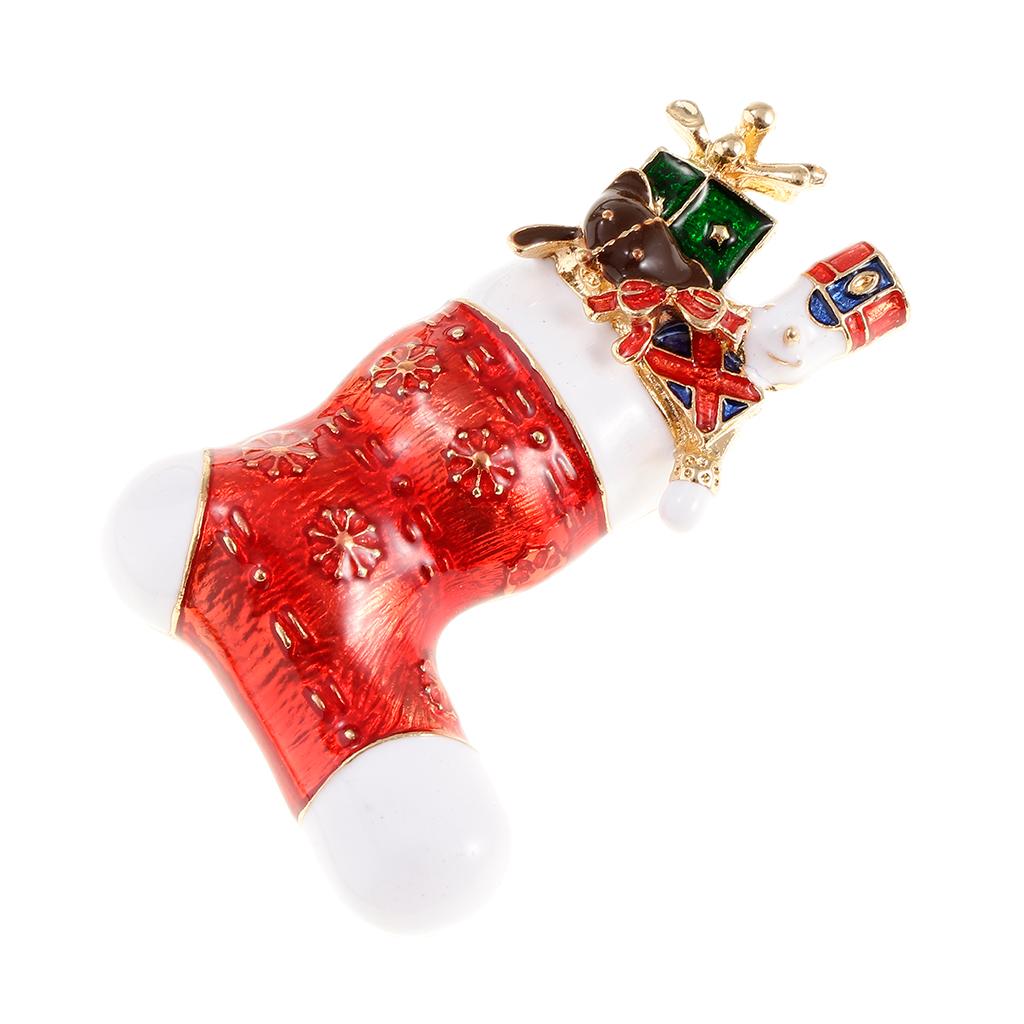 Enamel Crystal Christmas Brooch Pin for Xmas Party Ornaments Gift Boote