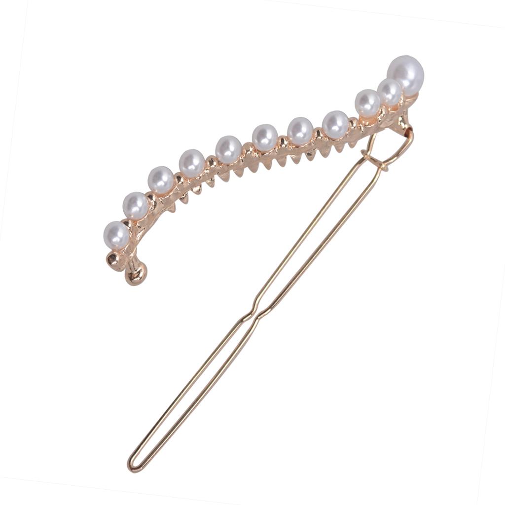 Women  Simulated Pearl Slide Hair Clips Barrettes  Teens Hairpin