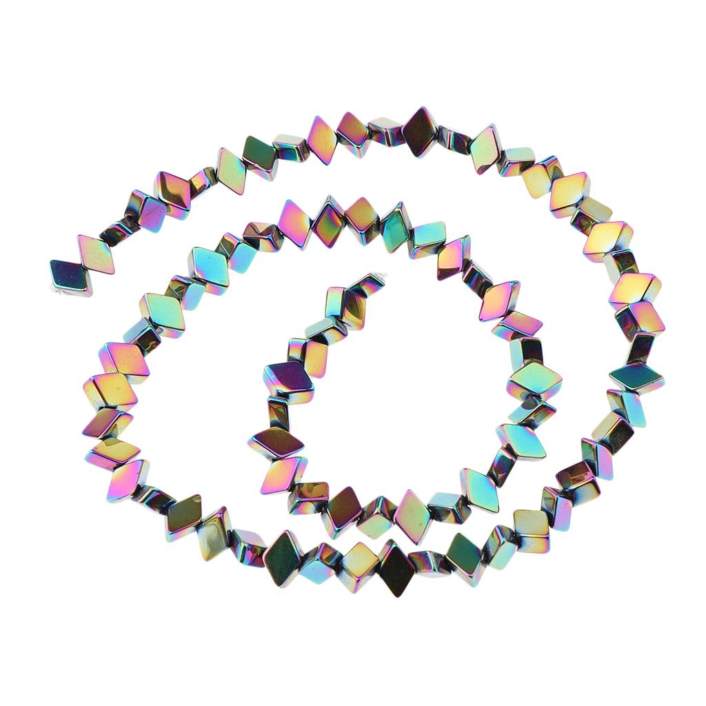 Natural Hematite Gemstone Spacer Beads Rhombus Beads Rainbow Colors 16 Inch
