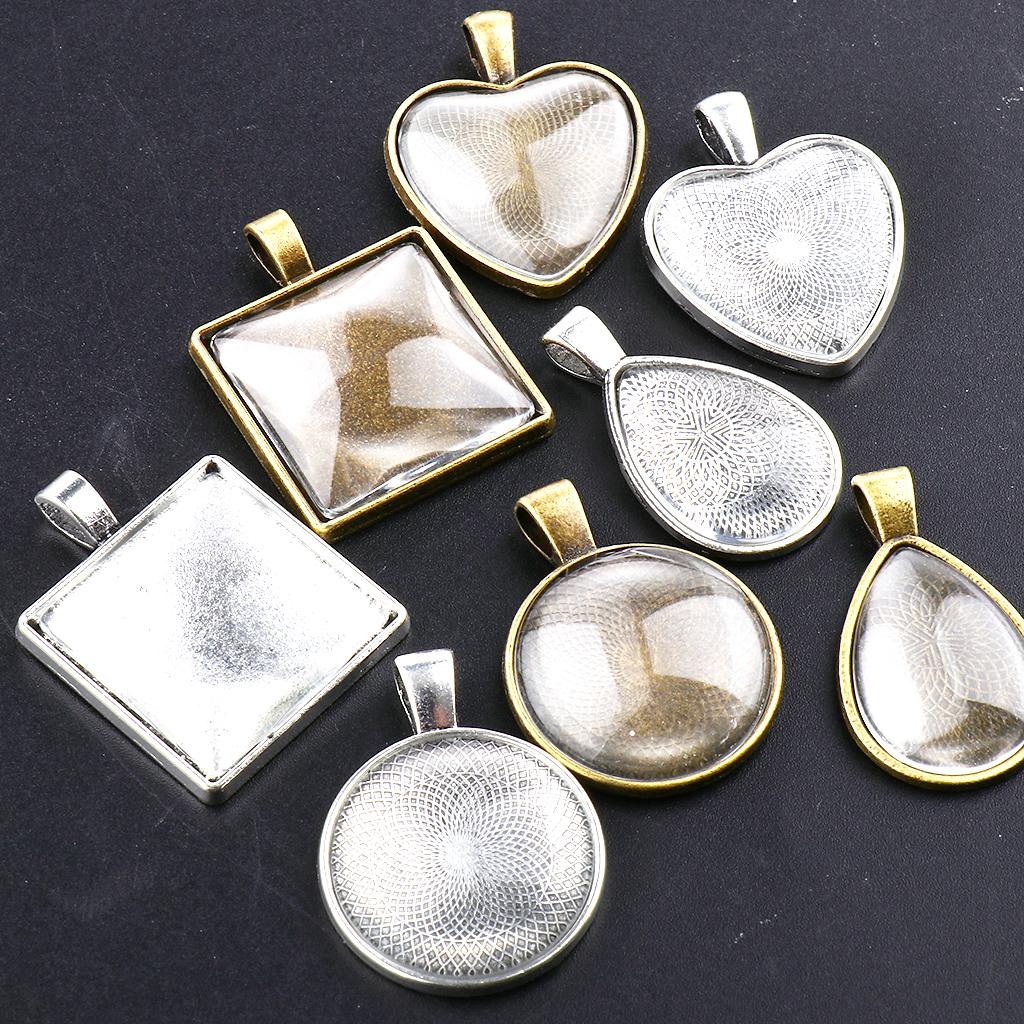 48pcs Blank Bezel Pendant Trays Base Cabochon Settings Jewelry Making