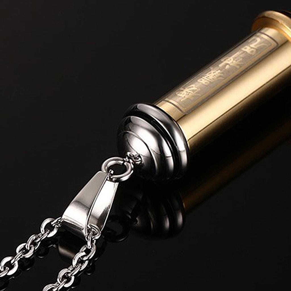 Stainless Tube Perfume Bottle Urn Vial Pendant Necklace Jewelry Golden