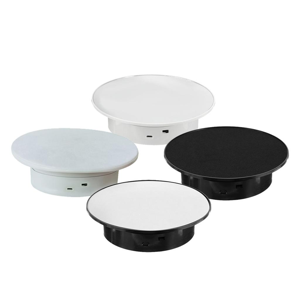 Electric Rotating Display Stand Turntable for Jewelry Watch  White-Mirror