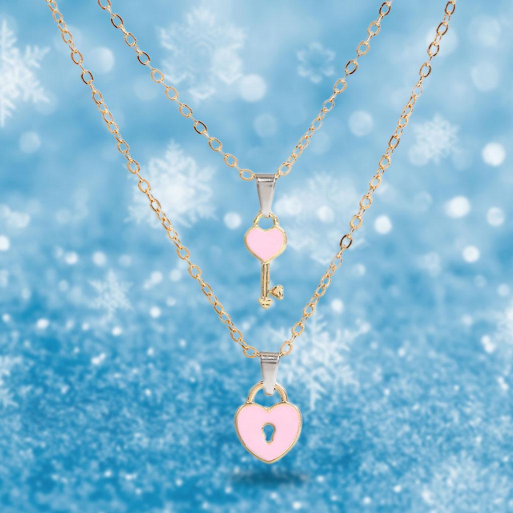 Couple Pendant Necklaces Romantic Heart Shaped for Lovers Anniversary  Pink