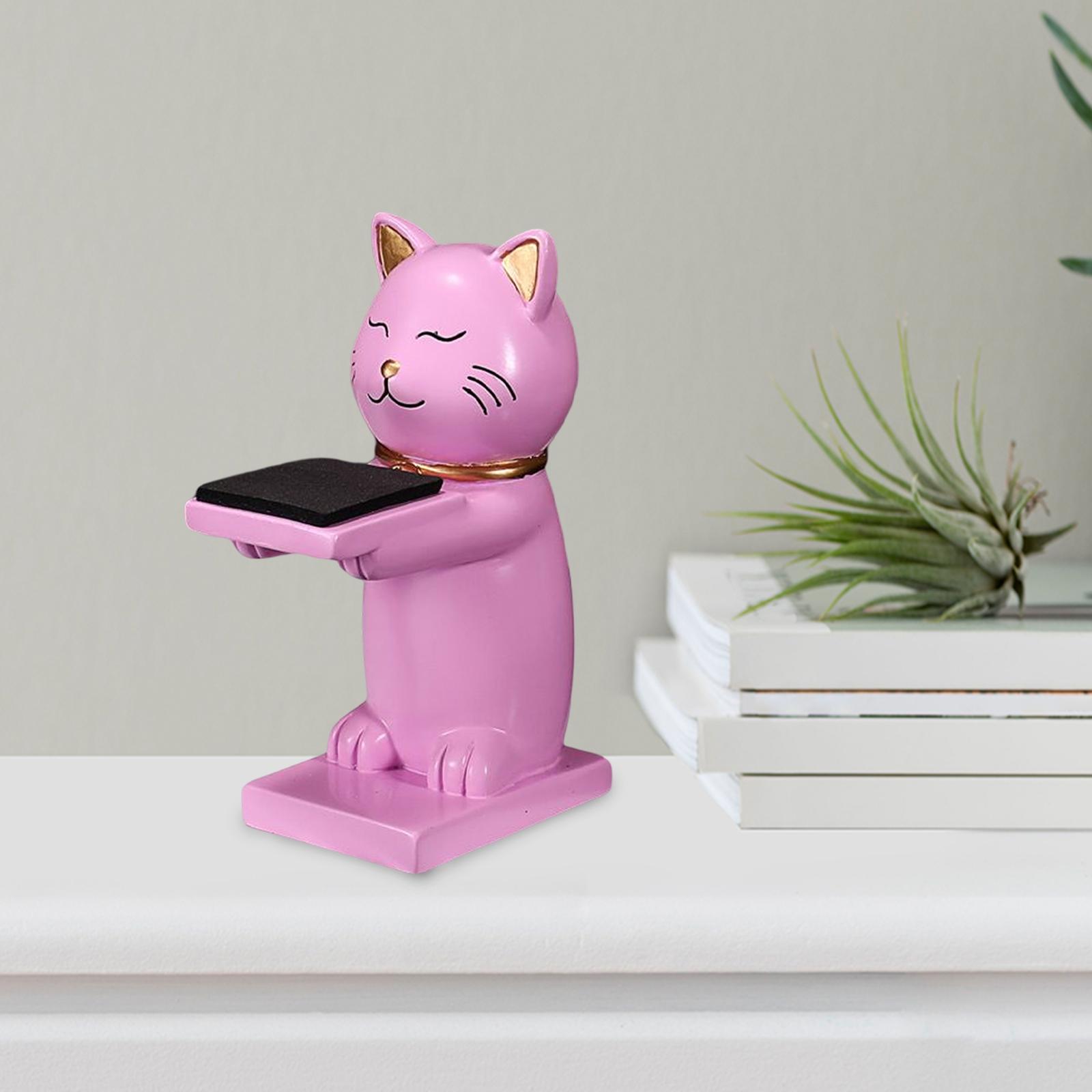 Cartoon Cat Statue Watch Stand Table Jewelry Display Stand Pink