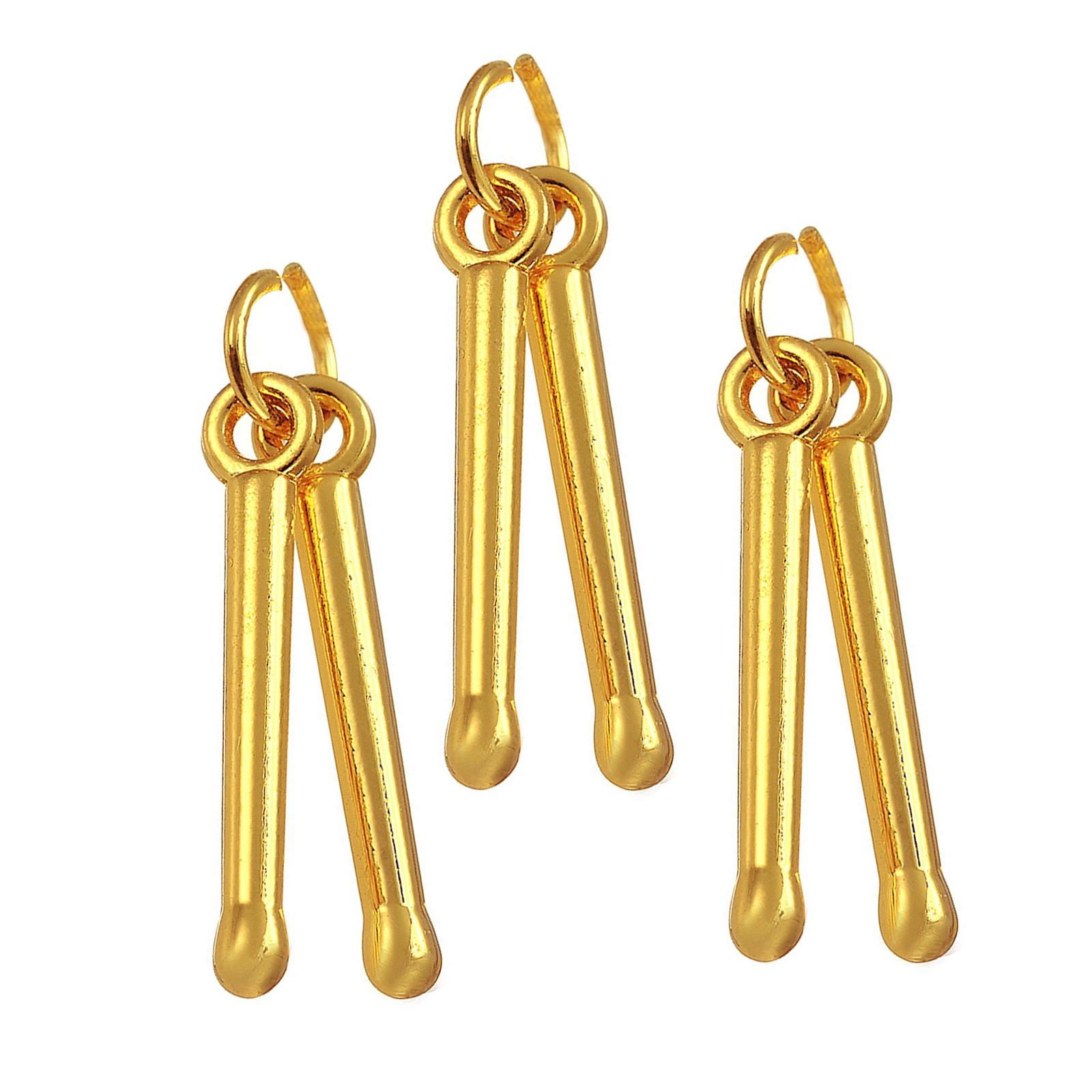 3Pcs Drum Stick Pendant Drummer Accessories Polished Finish Necklace Pendant Aureate