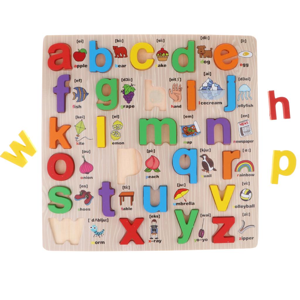 2pcs Wooden ABC Letters Baby Toddler Preschool Kid Educational Toy Alphabet