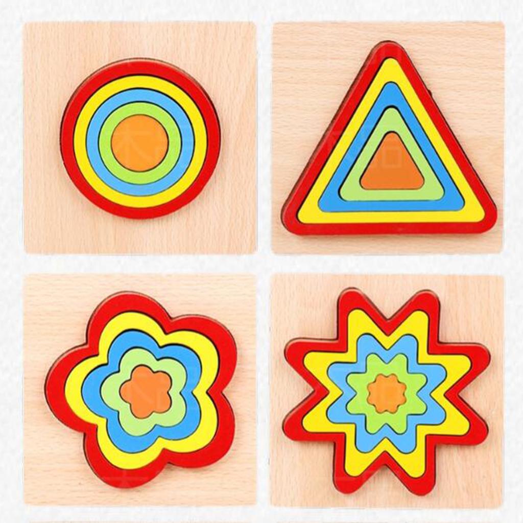 Geometric Jigsaw Puzzle Kids Preschool Educational Toy Gift Star Shape