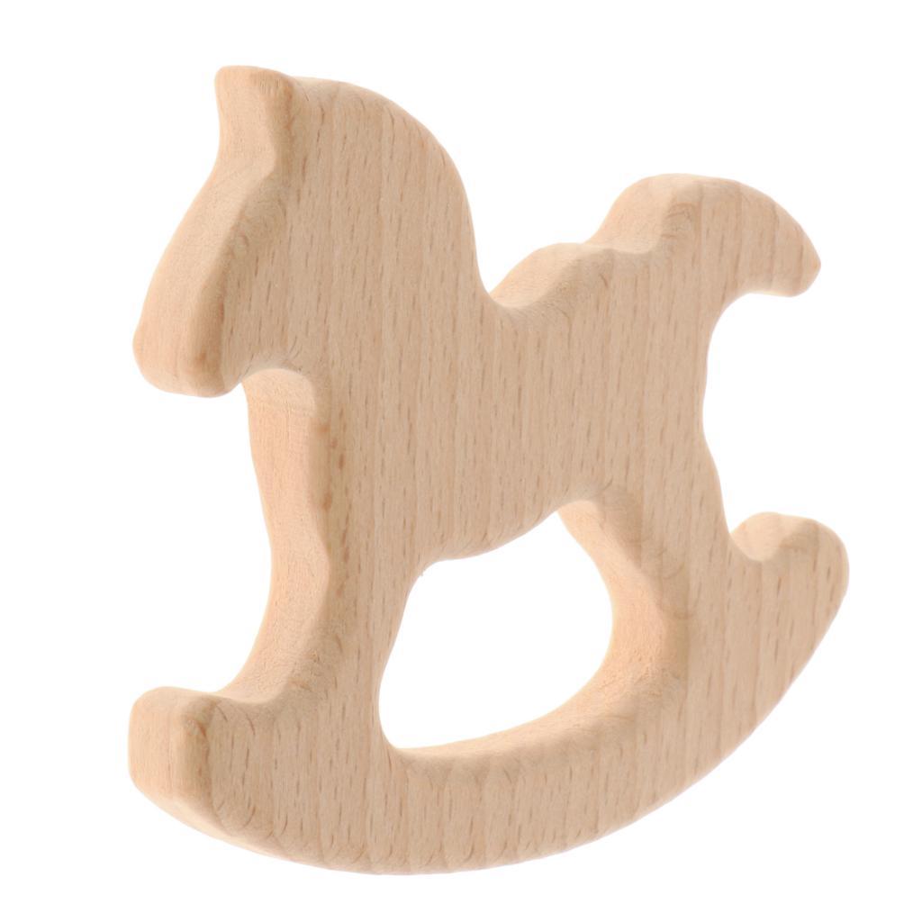 Natural Wooden Baby Teether Teething Toy Gift  Wooden Horse