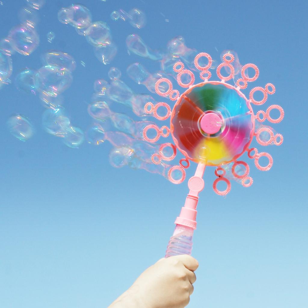 Creative Windmill Bubble Machine Kids Toy Rotating Bubble Maker for Fun Pink