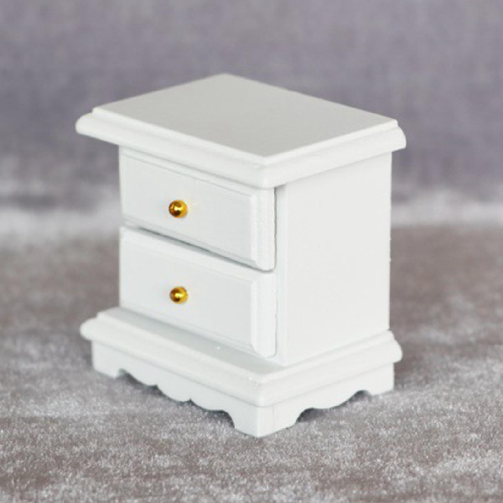 3xDollhouse Bedside Table Miniature 1:12 Wardrobe Cabinet Simulation for Kids