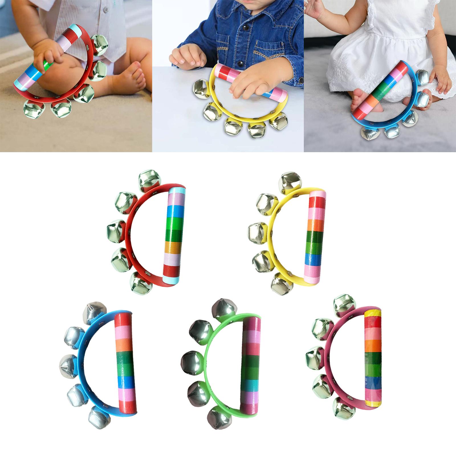 3xWooden Tambourine Musical Toys Musical Instrument for Festival Party Red