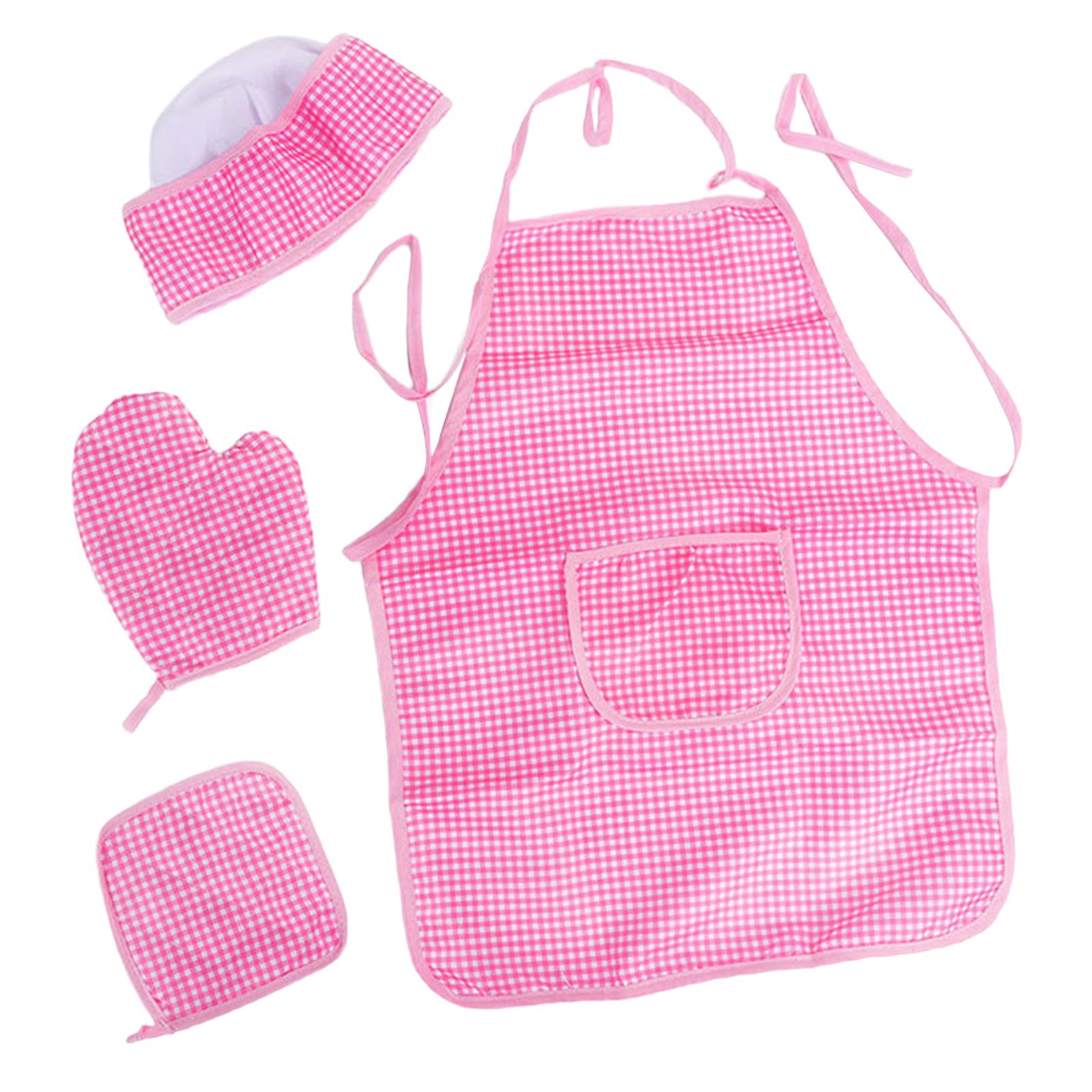 Kids Kitchen Apron Costume Set Pink