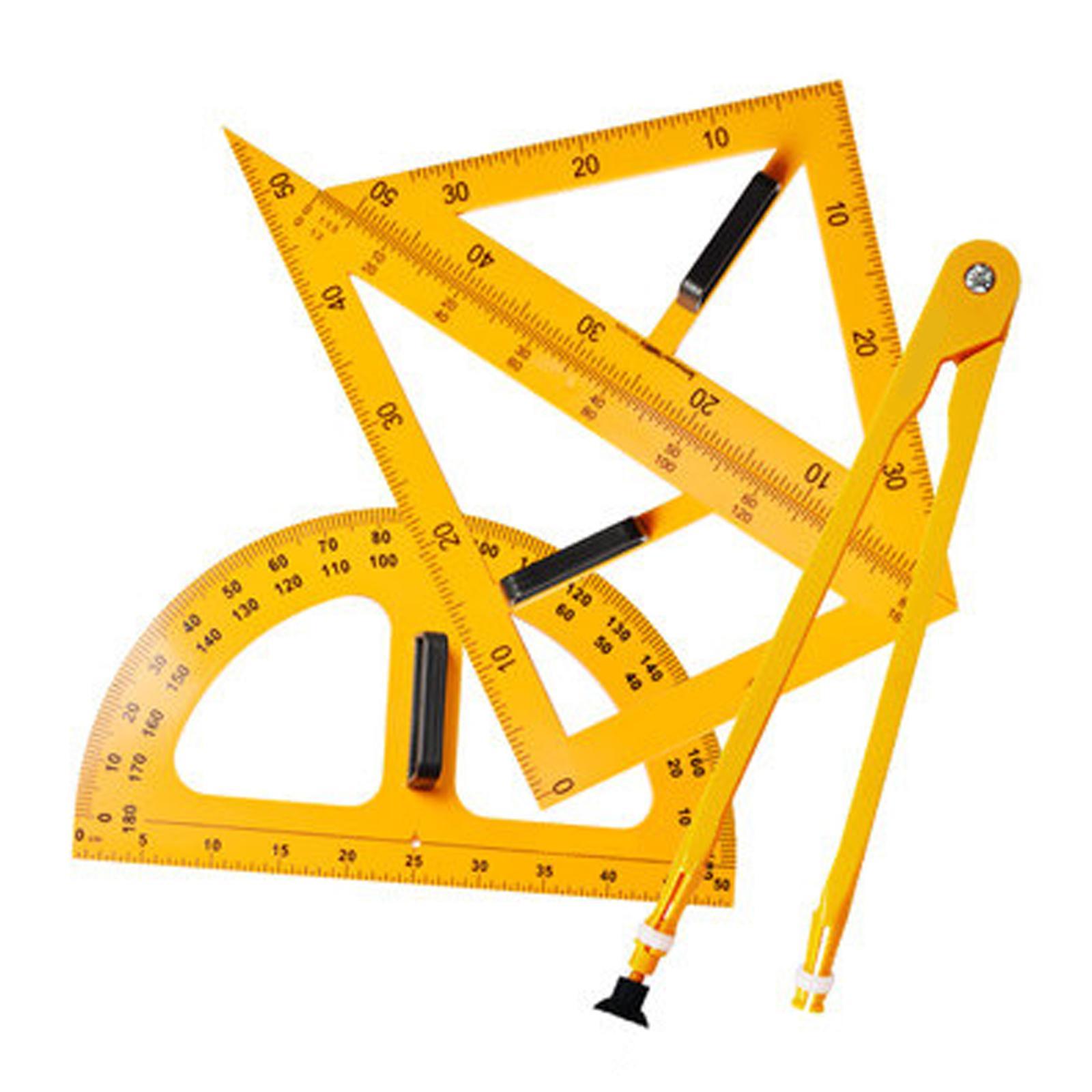 4 Pieces Large Mathematics Teaching Ruler Math Geometry Tool for Engineering