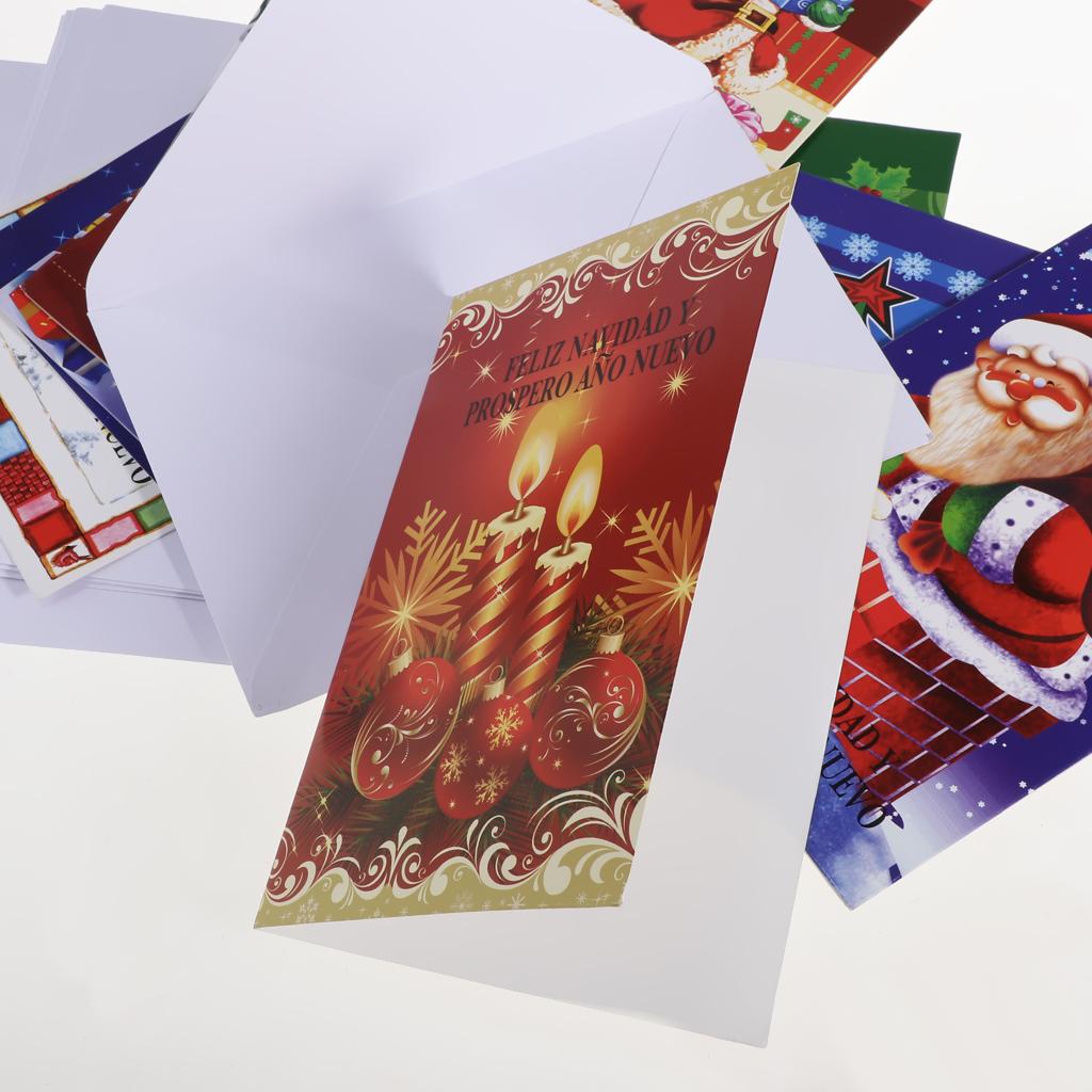 10pcs/set Merry Christmas Greeting Cards With Envelopes Xmas Gift Cards A