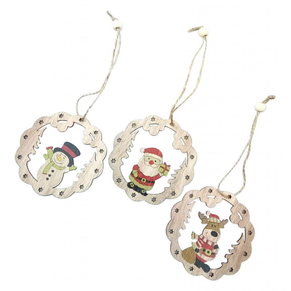 3pcs Christmas Pendants Xmas Tree Hangings Wall Party Room Door brown