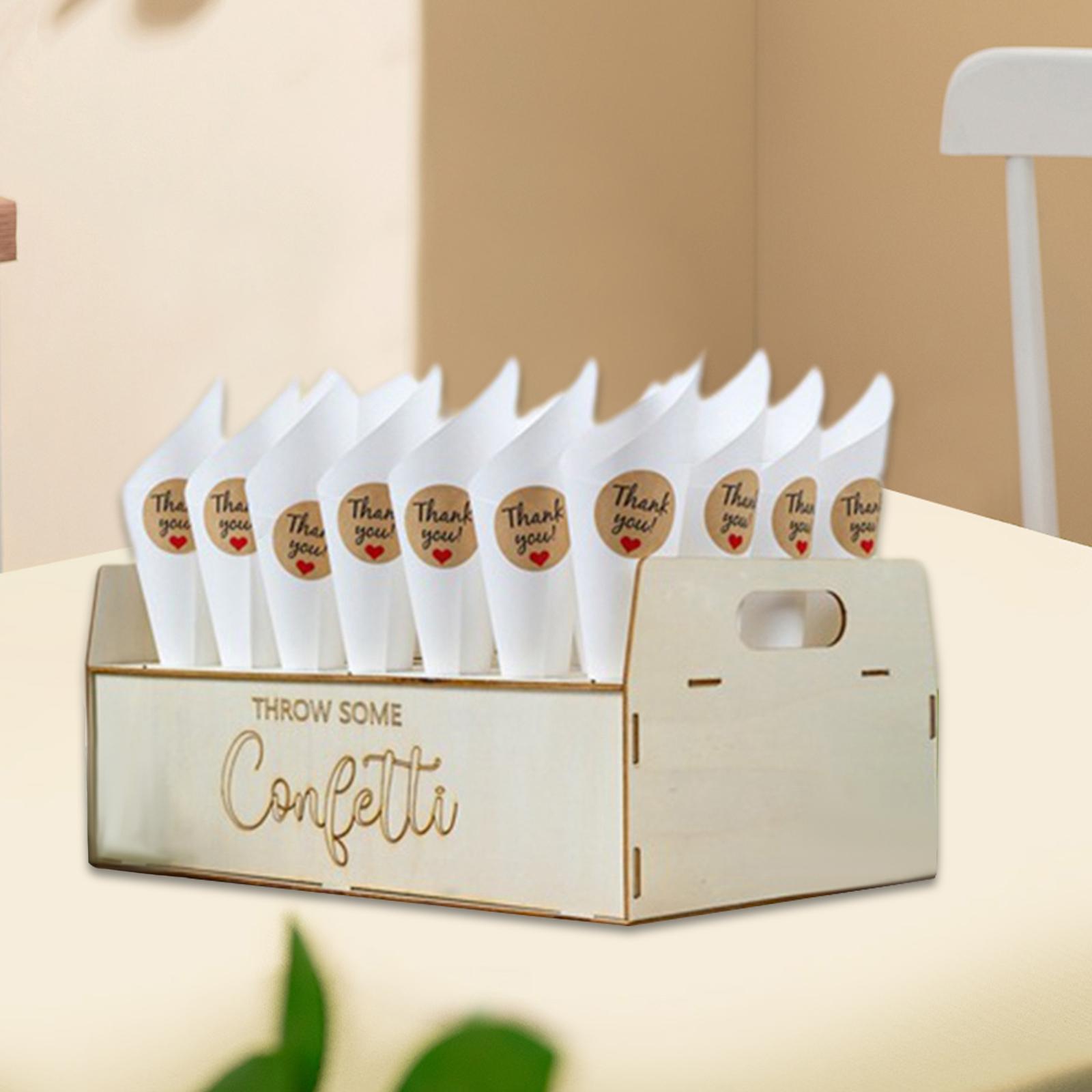 Wedding Confetti Cones & Tray Holder Box with Holes White