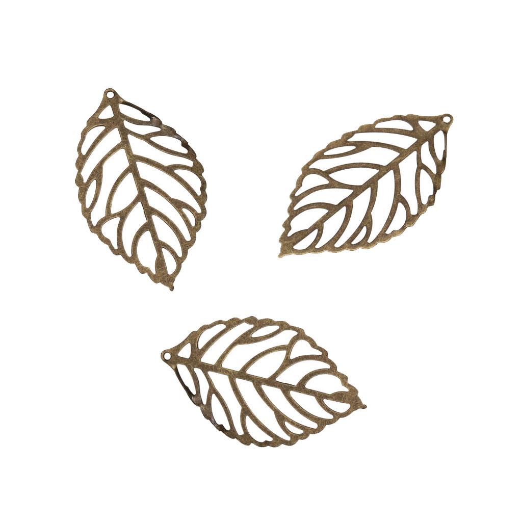 200 Pieces Hollow Filigree Charms Leaf Pendant Bridal Headdress DIY Supplies