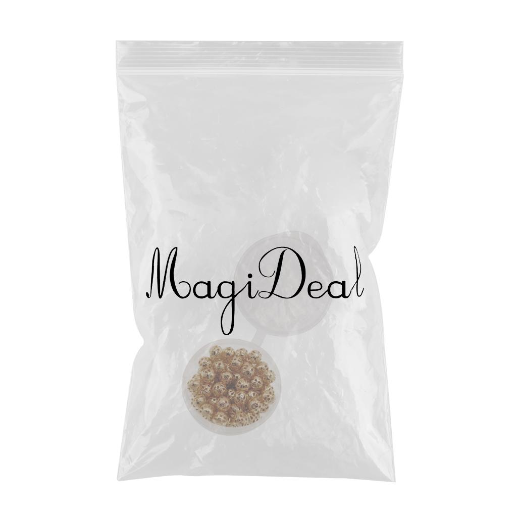 280pcs 6mm Round Metal Filigree Spacer Beads Jewelry Loose Charms KC gold