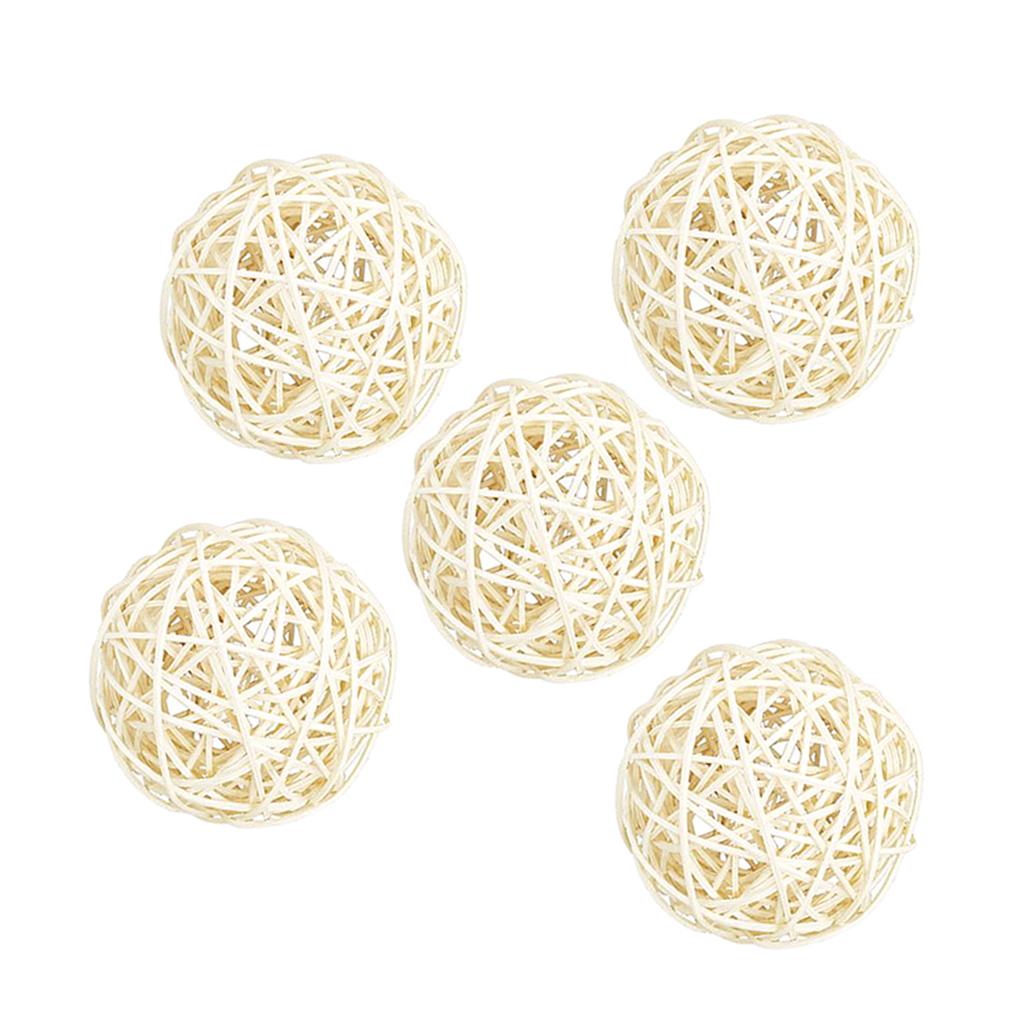 5Pcs 7cm Wicker Rattan Vine Ball DIY Ornaments Craft Embellishment white