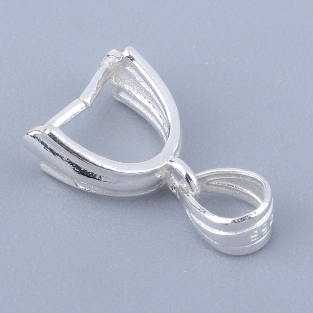925 Sterling Silver Pinch Clip Bail Clasp Charm Pendant Connector DIY