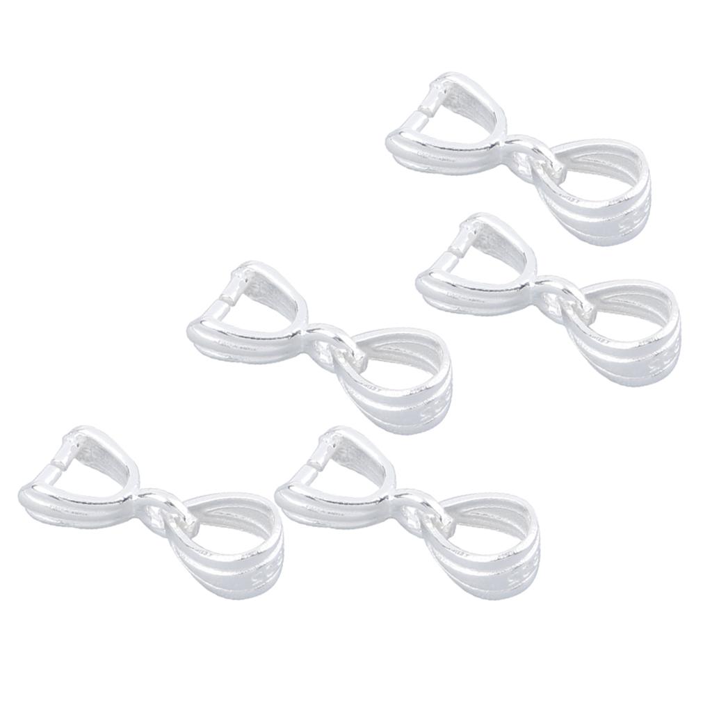 5pcs Sterling Silver Clasp Pinch Clip Bail Pendant Connector Jewelry