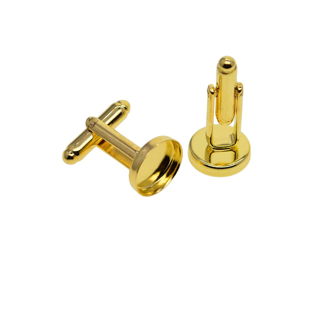 10Pack Cufflink Cuff Button Glue Pad Round Base Cuff Link Findings Golden