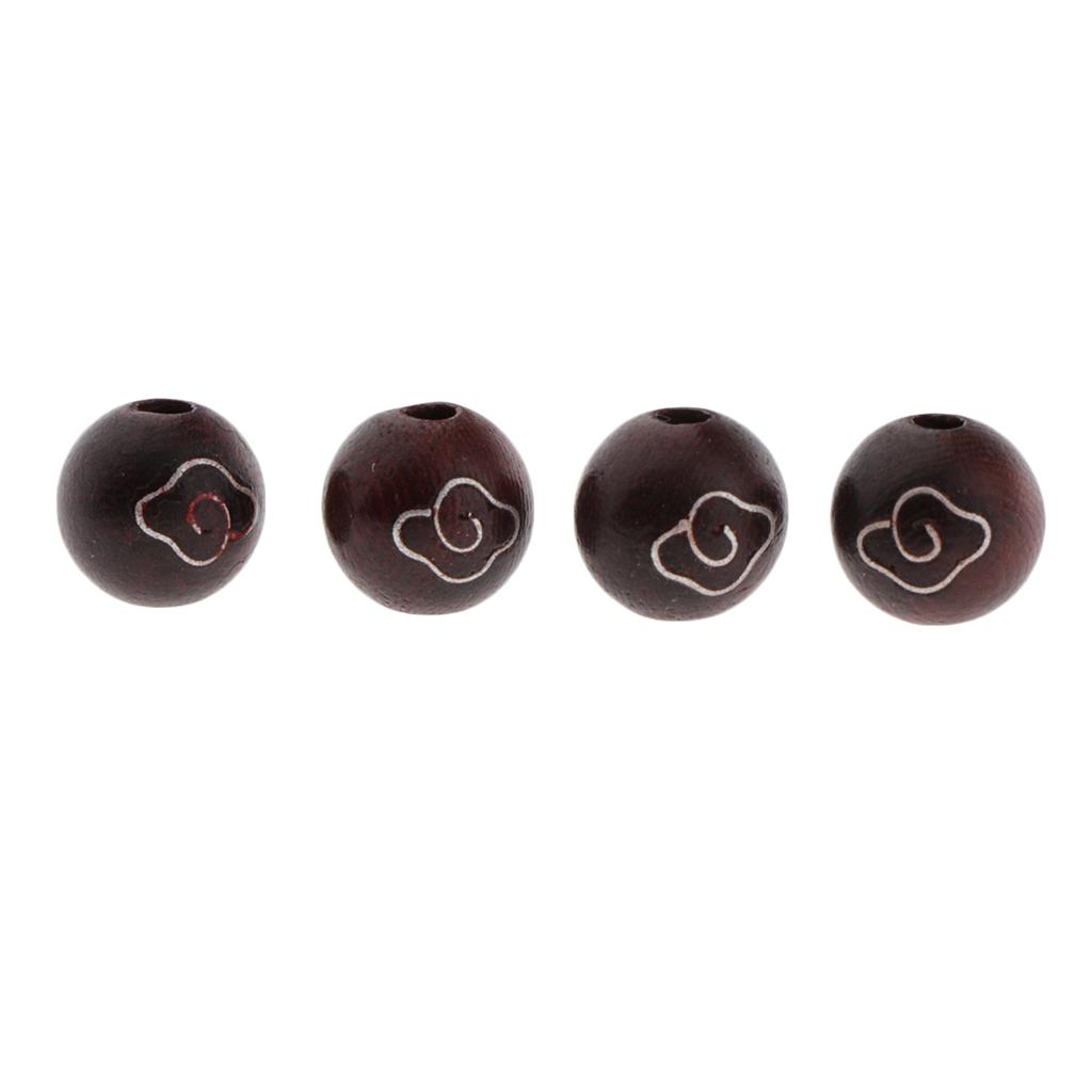 4pcs Round Wood Beads Sandalwood Loose Beads DIY Jewelry Making Findings