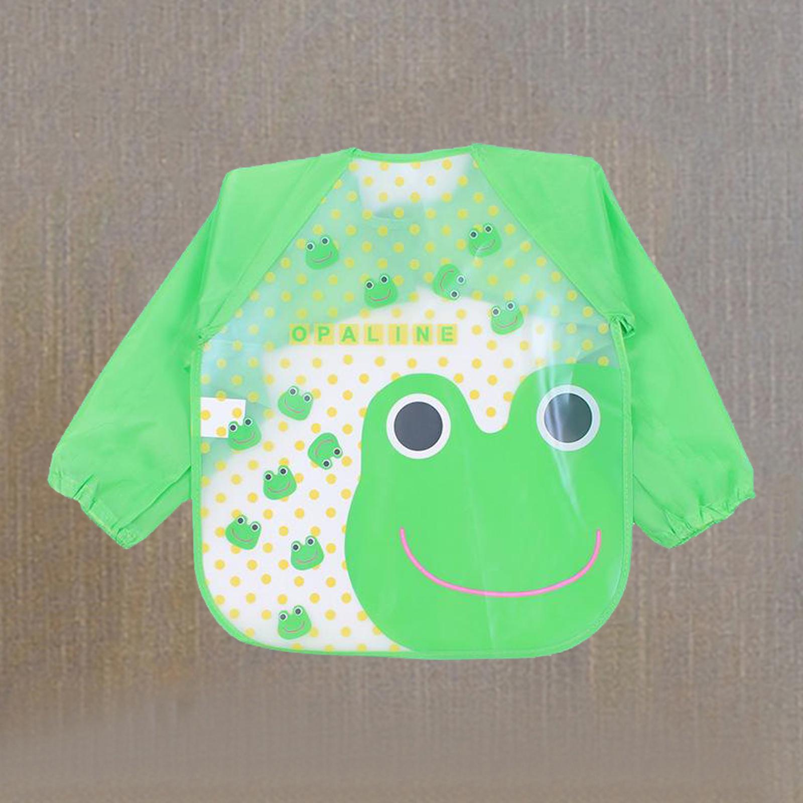 Kids Drawing Painting Apron Smock Craft Baby Bib Waterproof Green Frog