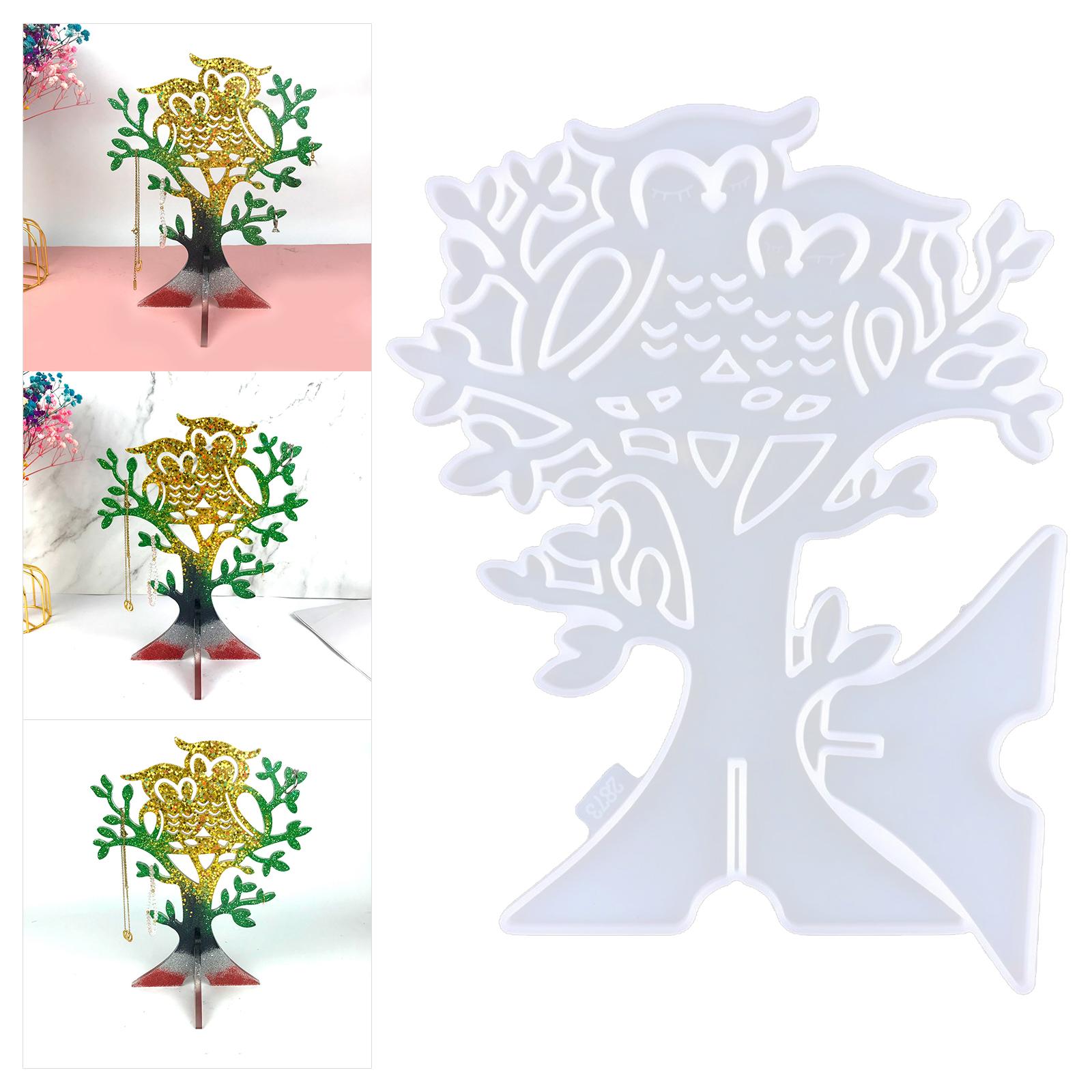 Animal Tree Shaped Jewelry Rack Resin Molds Hanging Stand Mould DIY Clay