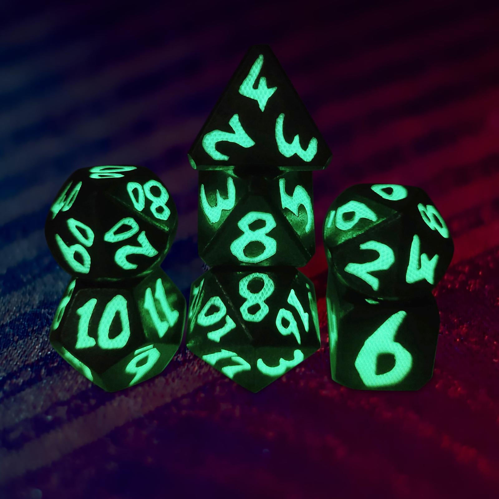 7Pcs Polyhedral Dice Set Light up Dice RPG Game Dice for Tabletop Game Green