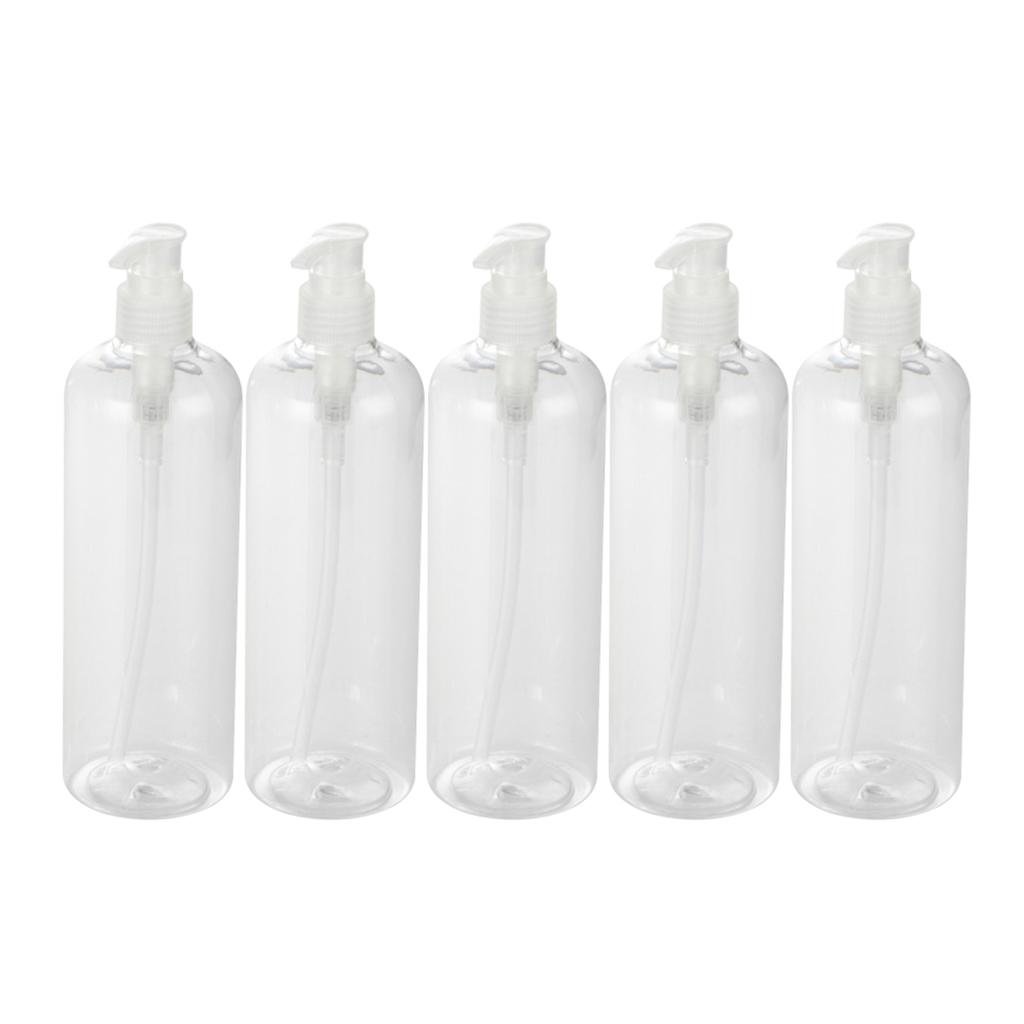 Empty Plastic Shampoo Conditioner Pump Bottle Refillable Dispenser 500ml Clear