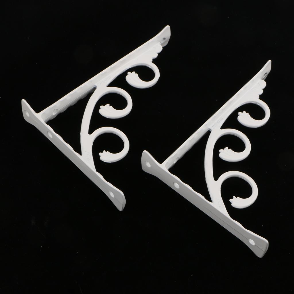 4x2Pcs L Shape Wall Mounted Shelf Bracket Metal Hanging Holder White 12x15cm