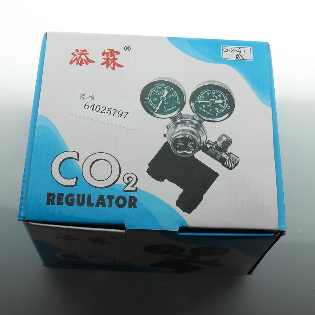 Co2 Regulator Magnetic Solenoid Valve Dual Gauge for Planted Aquarium