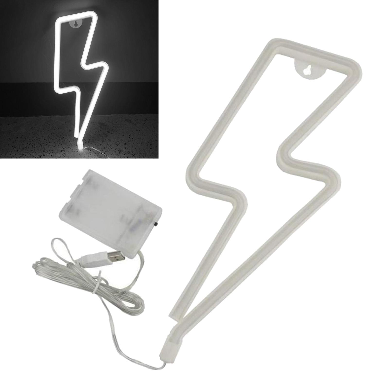 Lightning Neon Signs USB LED Night Light Wall Art Lights White