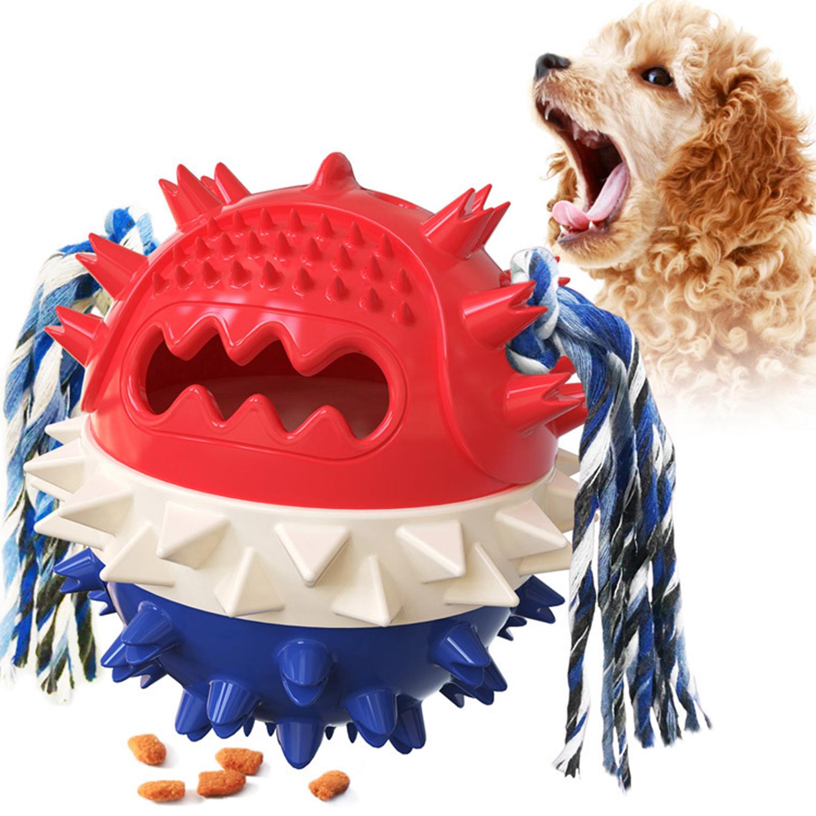 Dog Chew Toys Molar Ball Teething Cleaning Play Toy Red white blue