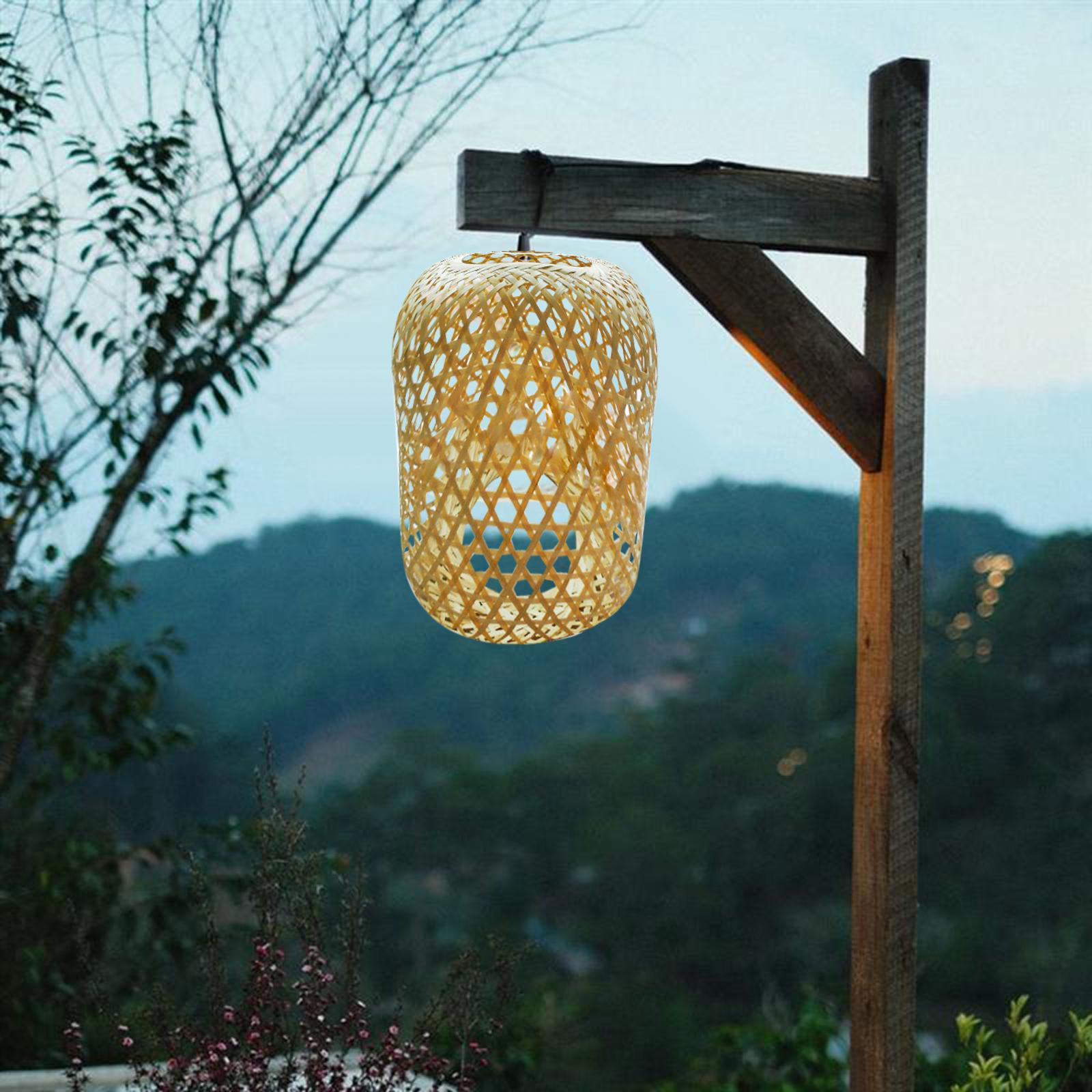 Weaving Bamboo Lamp Shade Lantern Art Crafts for Kitchen Tea Decor 25cmx30cm 