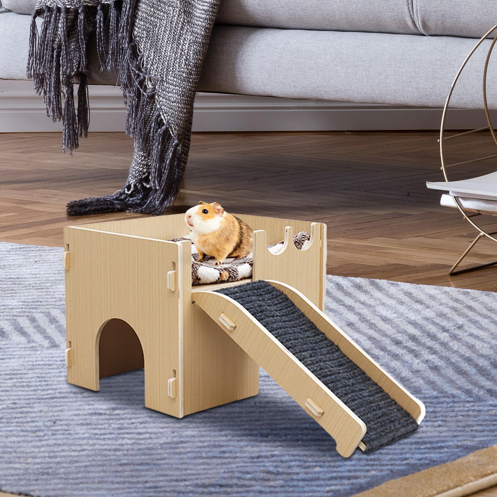 Wooden Guinea Pig Hideout Hideaway Hamster House for Squirrel Chinchilla Rat