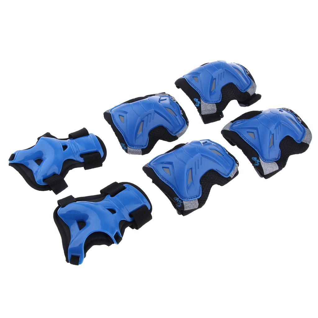 Kids Skate Scooter Cycling Protective Gear Knee Elbow Hand Pads Set Blue