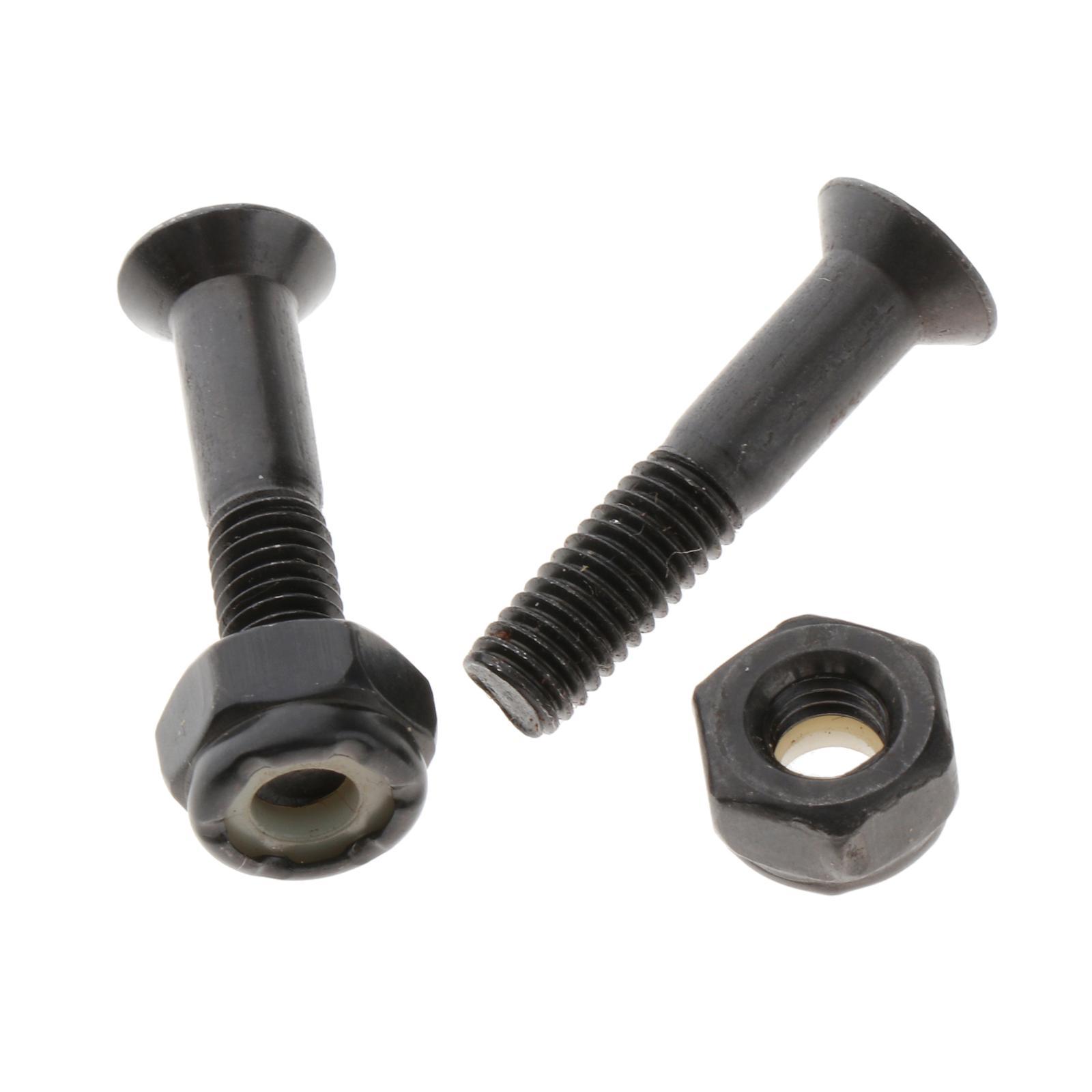 8x Longboard Skateboard Wheel Repair Hardware Screws with Wrench 1'' Black