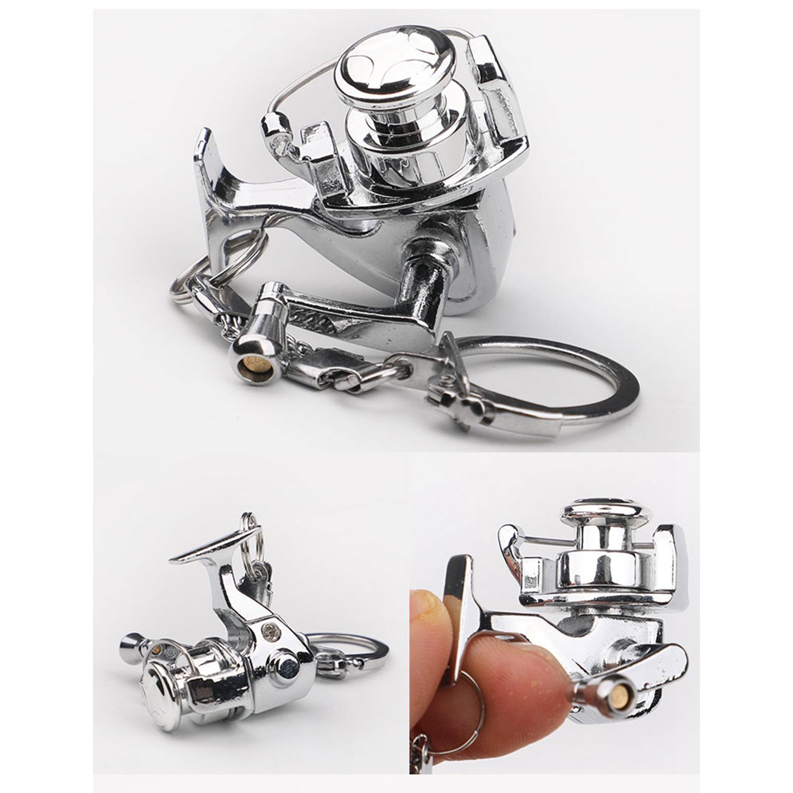 Delicate Cool Fishing Reel Miniature Pendant Keyring Key Ring Key Chain Gift