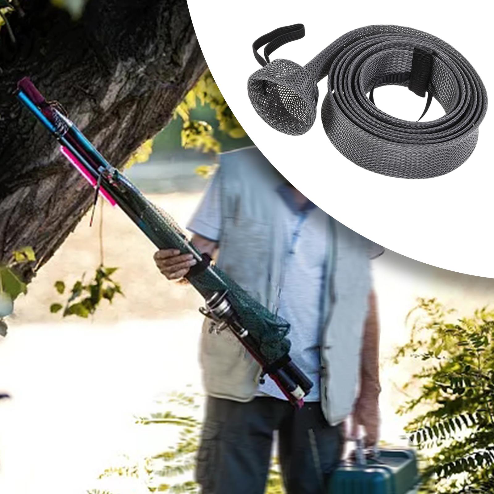 Fishing Rod Sleeve Sock Pole Glove Protector Cover w/Lanyard Gray