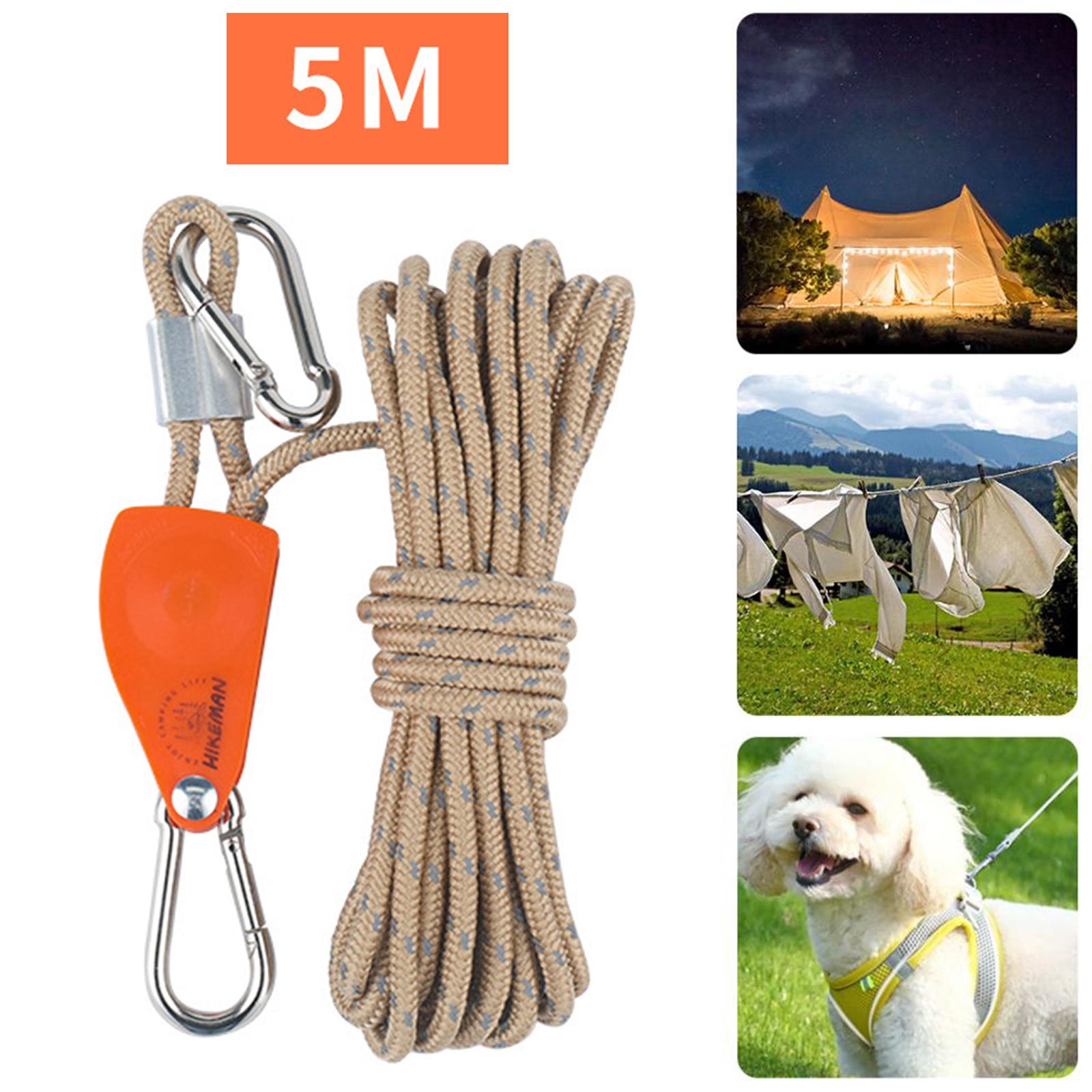 Pulley Ratchet Rope Hanger Camping Reflective Wind Rope Orange Khaki