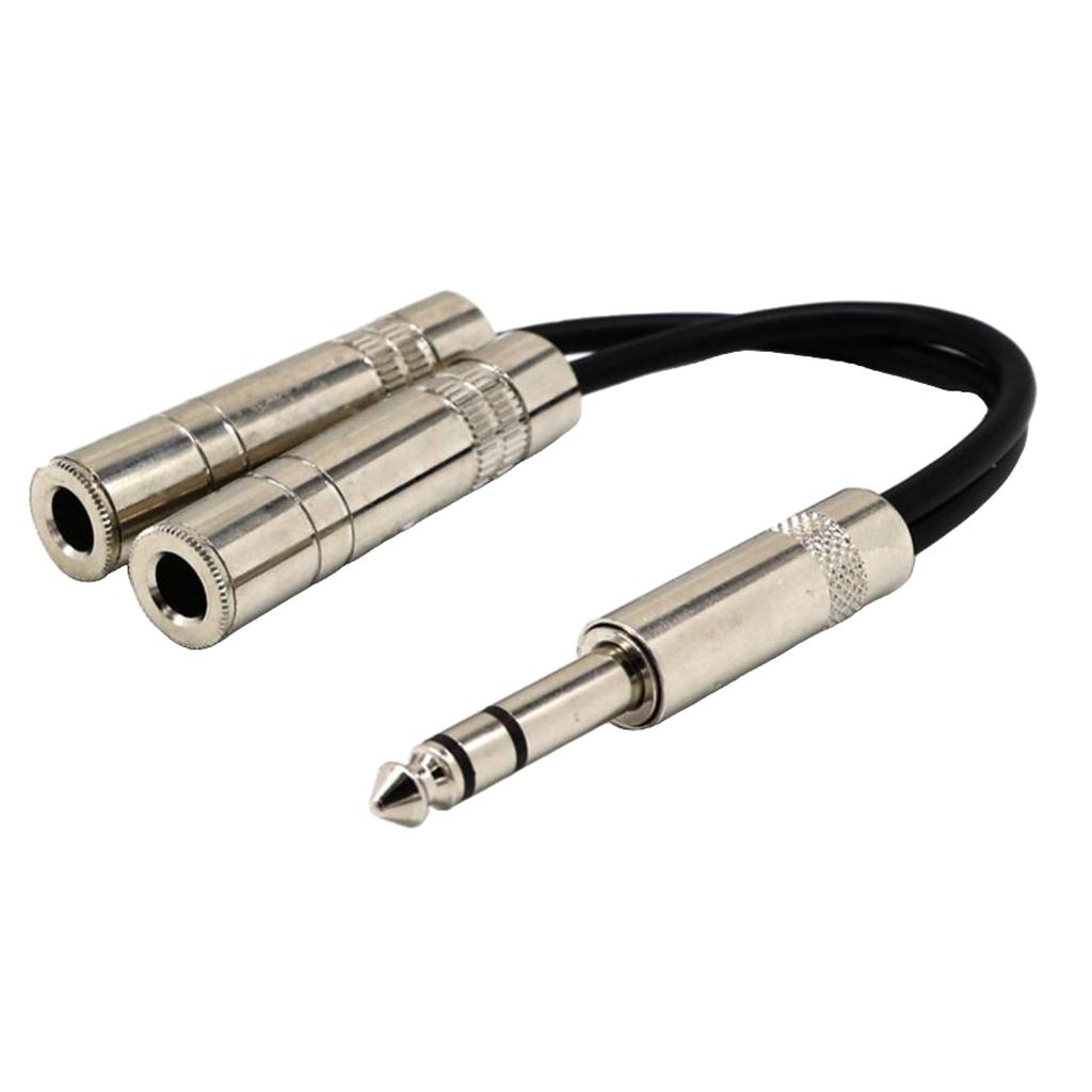 6.35mm 1/4" Jack Male to 2X 6.5mm 1/4" Female Y Splitter Stereo Audio Cable
