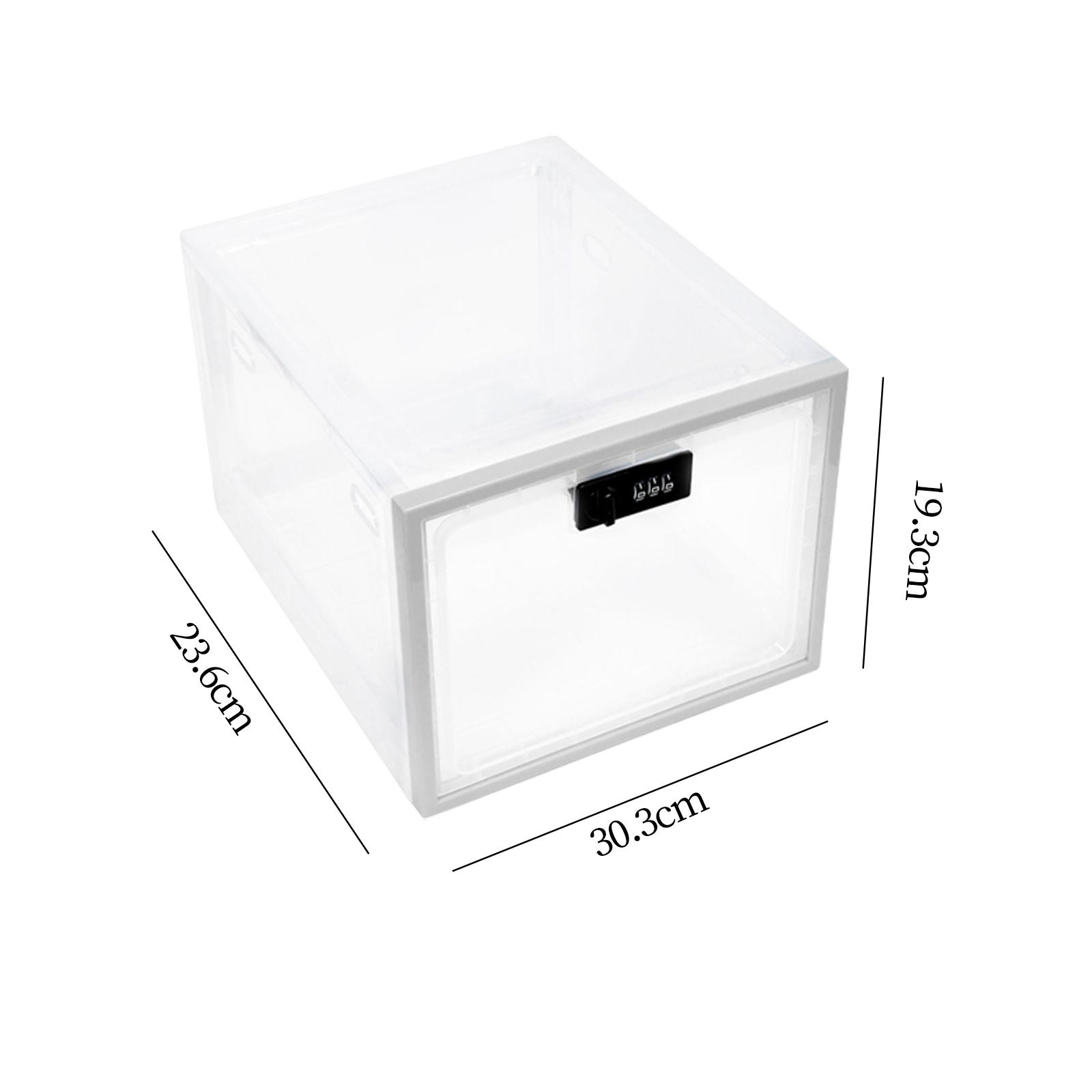 Lockable Box Plastic Lockable Storage Bin Childproof  clear and white