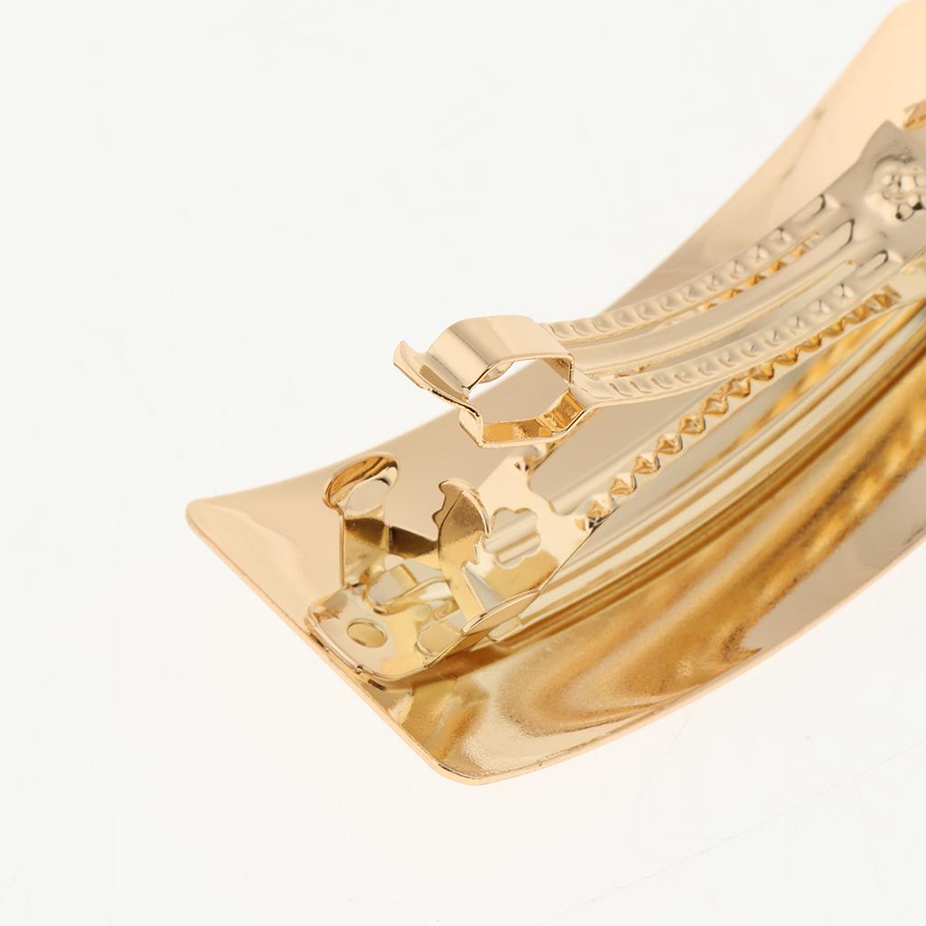 3xAutomatic Metal French Barrette Large Hair Clip Pin Ponytail Holder Gold